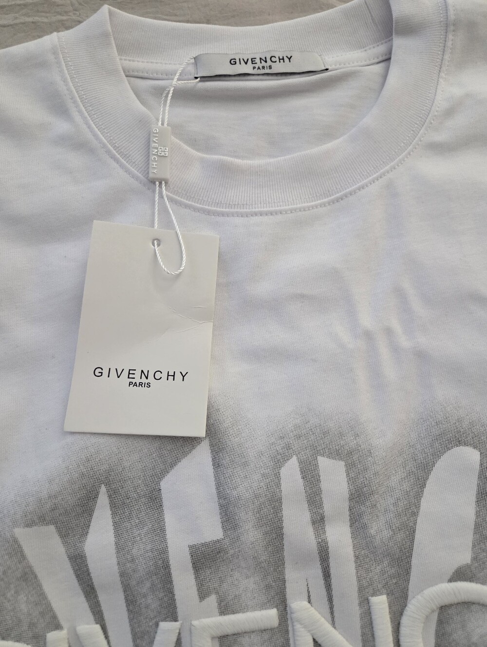 Givenchy White Tee with Gray Gradient Logo - Picture 3 of 3